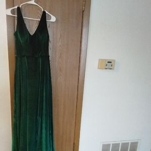 Mori Lee Deep Green Velvet Maxi Dress